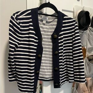 Black/white short coat with brass buttons